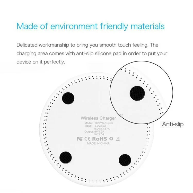 TASX KC-N5 Qi Wireless Phone Charger Cradle Super Slim 10W Fast Charging Pad
