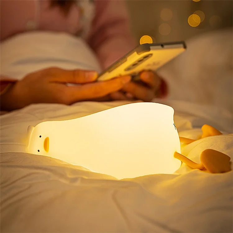 TASX Soft Silicone Duck Night Lamp with Touch Sensor and Timer