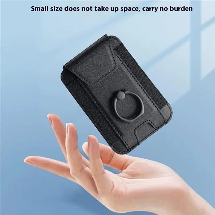 TASX MagSafe Card Holder – PU Leather Sleeve with Ring Grip & Kickstand