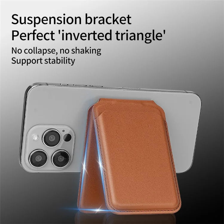 TASX Bi-Fold PU Leather MagSafe Card Holder – Foldable Kickstand Function