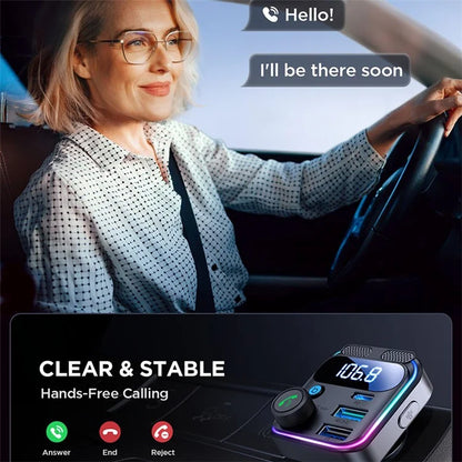 JOYROOM JR-CCB01 Bluetooth FM Transmitter 48W Car Charger with Dual Microphones & Hands-Free Calling