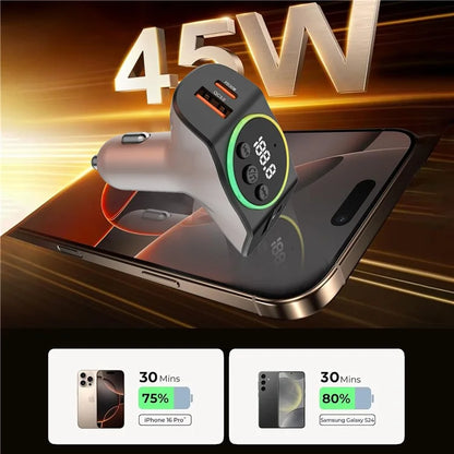 TASX C8 Dual USB Car Charger with Bluetooth 5.3 Receiver, Hands-Free Calling, and AUX Port