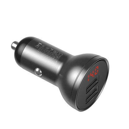 BASEUS 24W Dual USB Car Charger – 4.8A Quick Charge Adapter with Digital Display