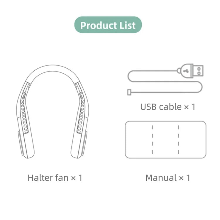 TASX F60 Portable Bladeless Neck Fan USB Mini Cooling Fan