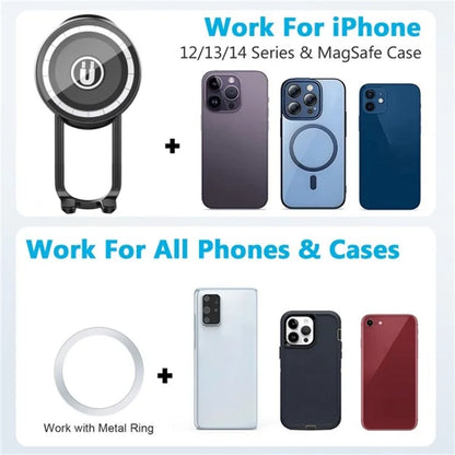 TASX LE-11 Car Phone Holder – 360° Rotating MagSafe Mount with Air Vent Clip