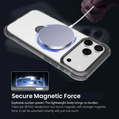 REDEFINE Rebound Magnetic Drop Protection Case for iPhone 17 | 9.8ft Shockproof Clear Cover (Black)