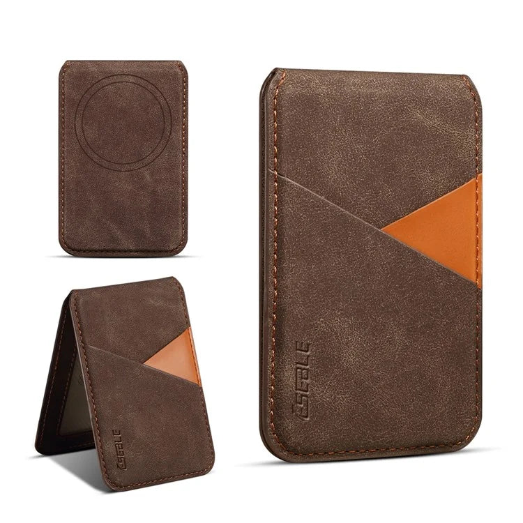 ESEBLE MagSafe-Compatible RFID Blocking Card Holder – Leather Phone Wallet with Kickstand