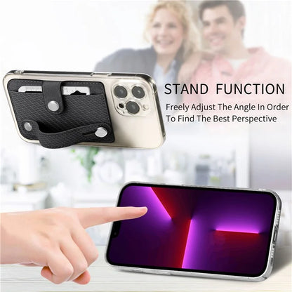 TASX Carbon Fiber Phone Card Holder – Leather Bag with Wristband, Kickstand & Card Knife