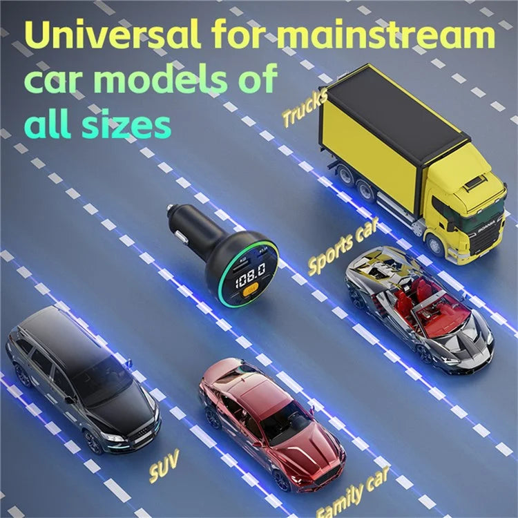 TASX C9 Multifunctional Bluetooth Car MP3 Player with USB Type-C Charger and Digital Display FM Transmitter