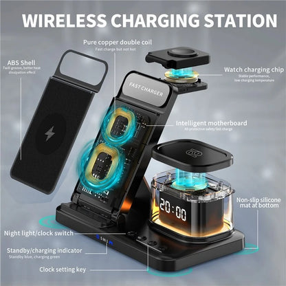 TASX H33 5-in-1 Wireless Charger Folding Charging Station with Night Light