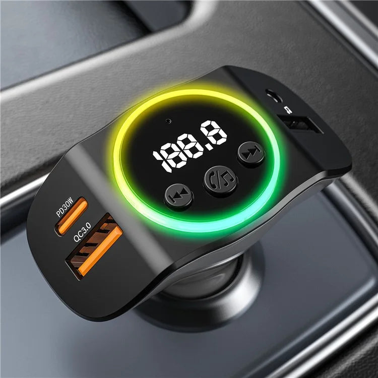 TASX C8 Dual USB Car Charger with Bluetooth 5.3 Receiver, Hands-Free Calling, and AUX Port