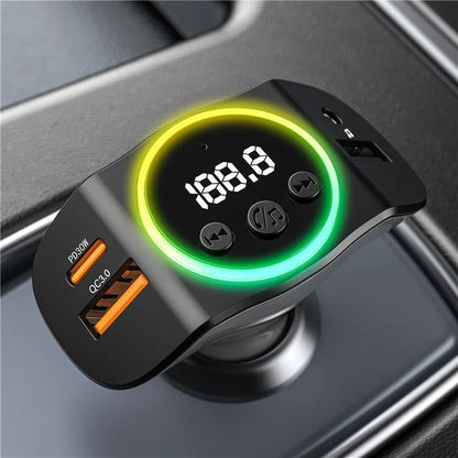 TASX C8 Dual USB Car Charger with Bluetooth 5.3 Receiver, Hands-Free Calling, and AUX Port