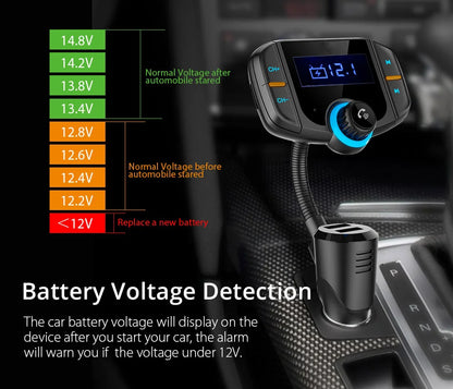 TASX BT70 1.65 LCD Display Dual USB QC3.0 Car Charger FM Transmitter Bluetooth Hands-Free MP3 Player