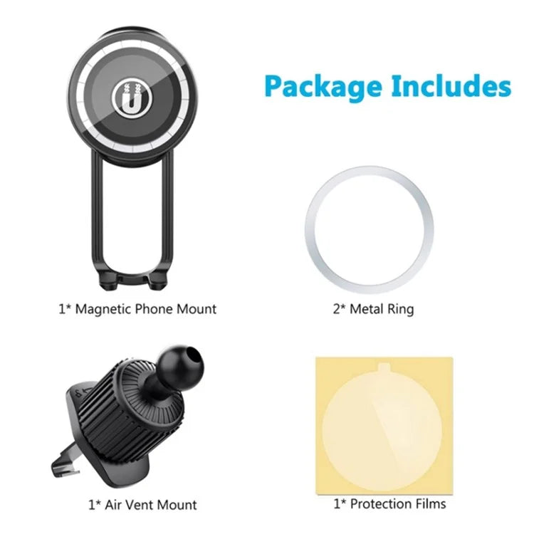 TASX LE-11 Car Phone Holder – 360° Rotating MagSafe Mount with Air Vent Clip