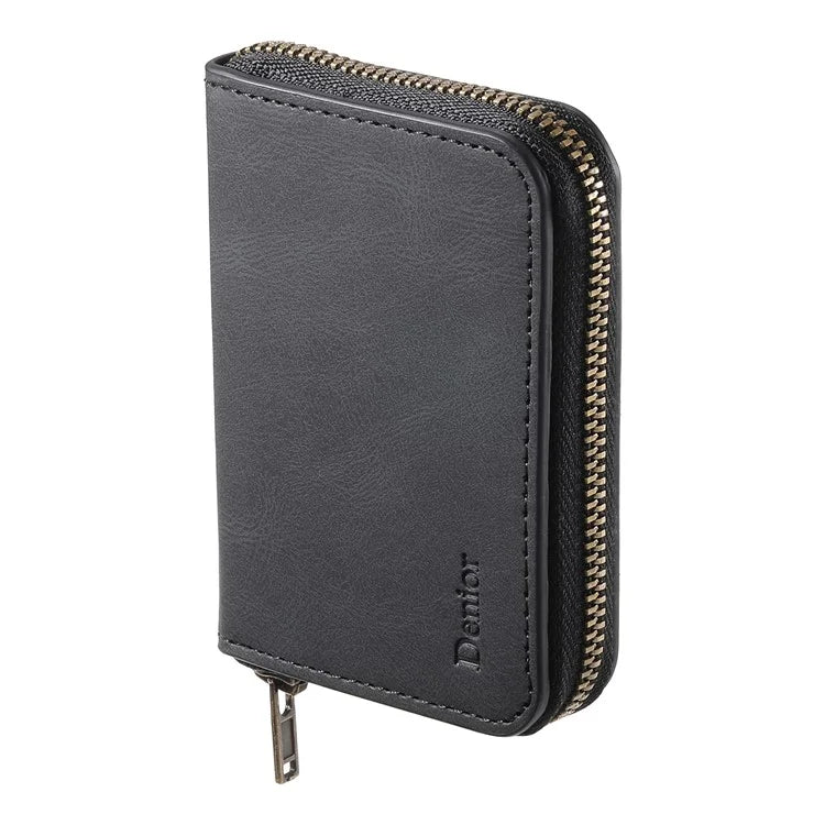 DENIOR V17 Zipper Card Case – MagSafe-Compatible Leather Phone Card Holder & Stand