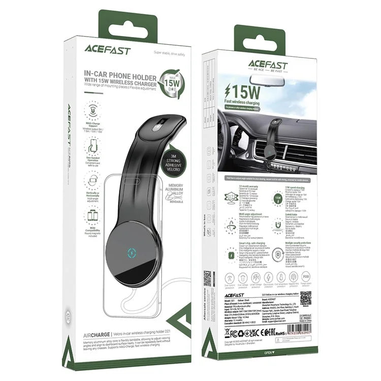 ACEFAST D21 Magic Tape MagSafe Phone Wireless Charger Car Mount
