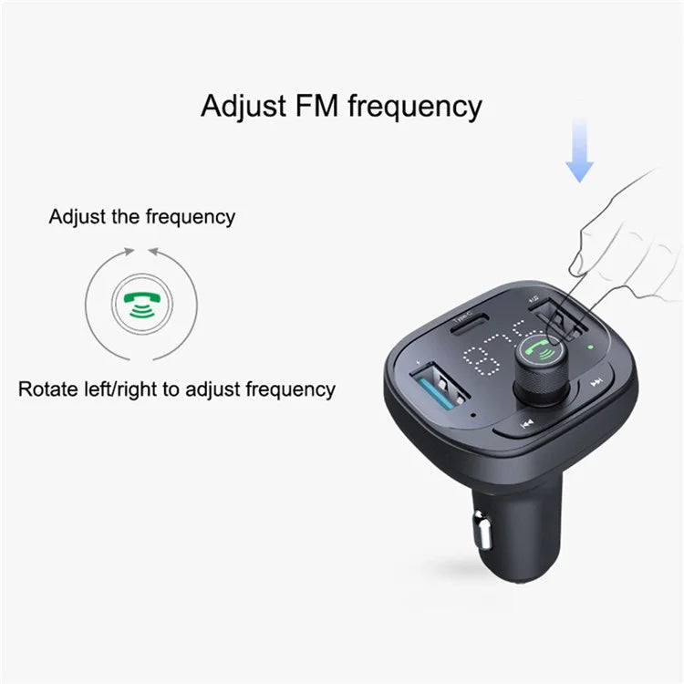 LOHEE S-21 Bluetooth Car Charger Adapter FM Transmitter with QC3.0 USB Fast Charging, TF CardU-disk, and BT Music Player