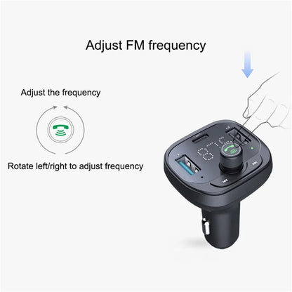 LOHEE S-21 Bluetooth Car Charger Adapter FM Transmitter with QC3.0 USB Fast Charging, TF CardU-disk, and BT Music Player