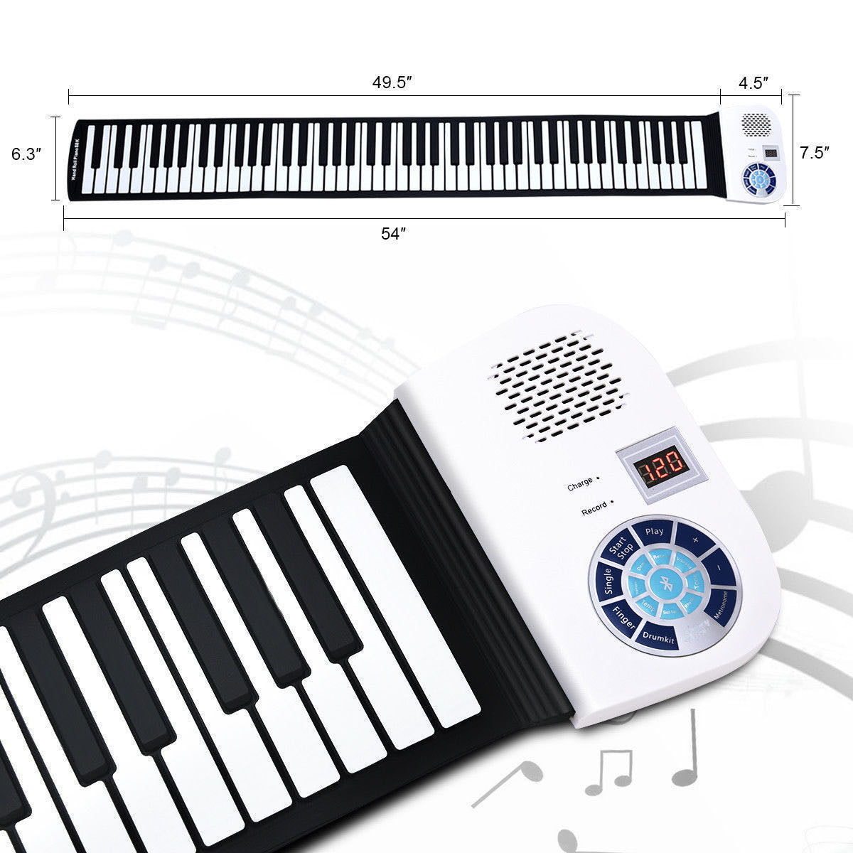 TASX Hand Roll Piano Pads Flexible Battery USB Powered (88 Keys)