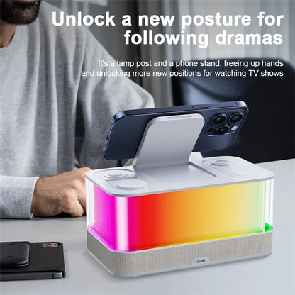 TASX QXF-R8 Bluetooth Speaker with Clock, Light & Wireless Charger