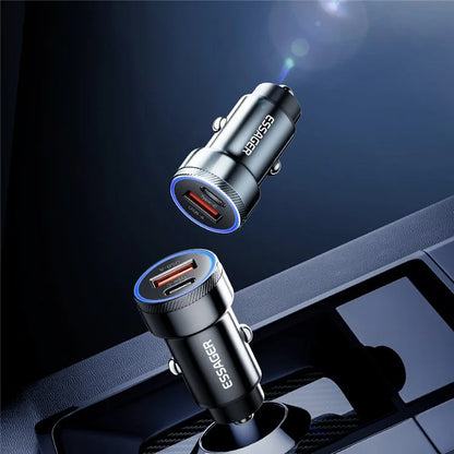 ESSAGER 54W USB + Type-C Fast Car Charger (ABS + Aluminum Alloy)