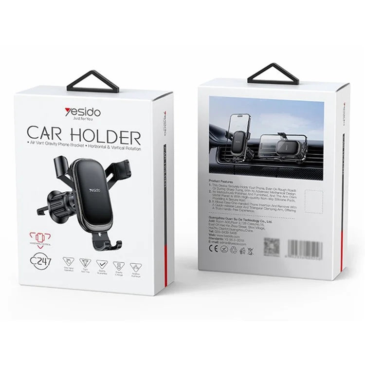YESIDO C247 Gravity Sensing Car Phone Holder – Air Vent Mount Clamp