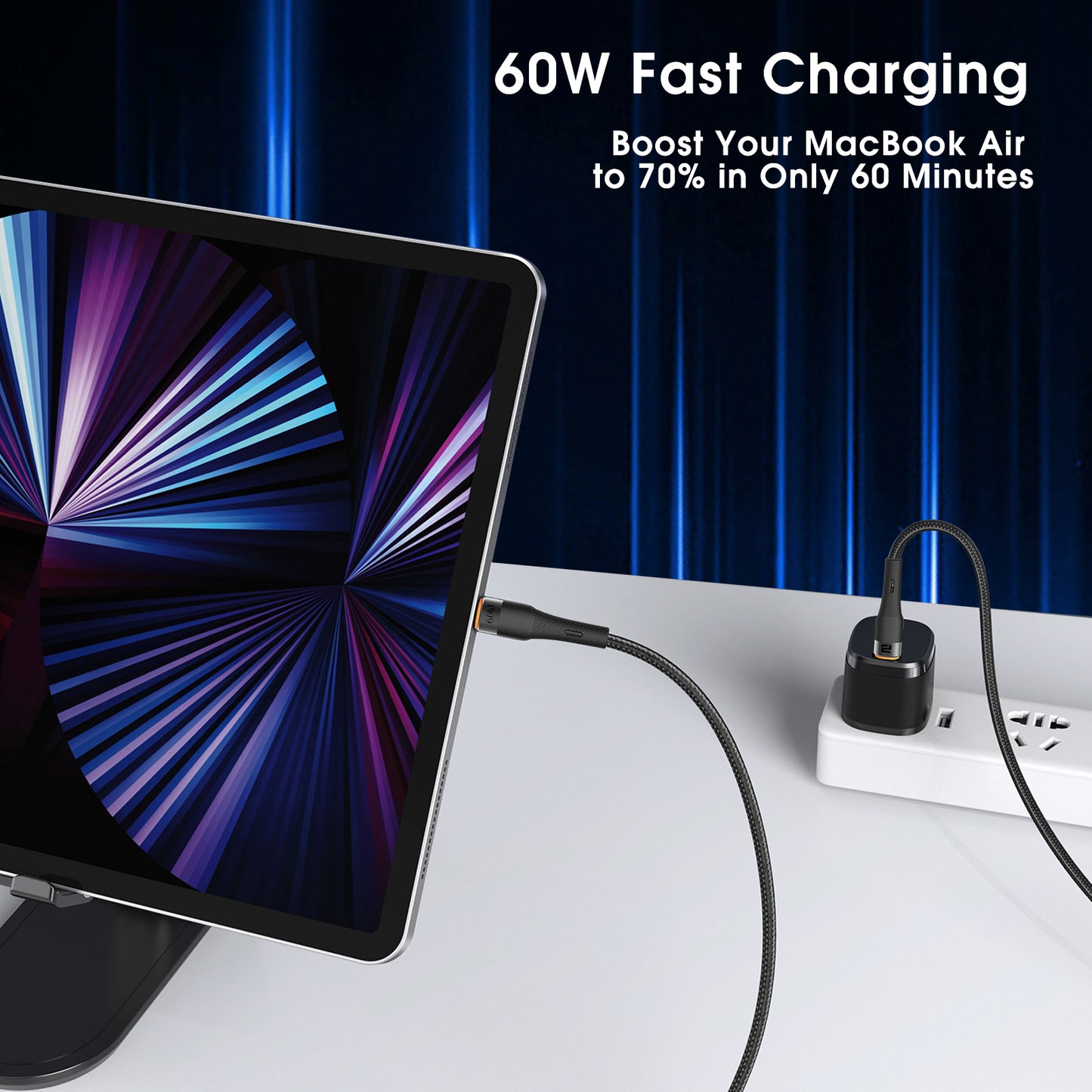 USB-C to USB-C & Sync Cable 2M (Nylon Braided)(60W)