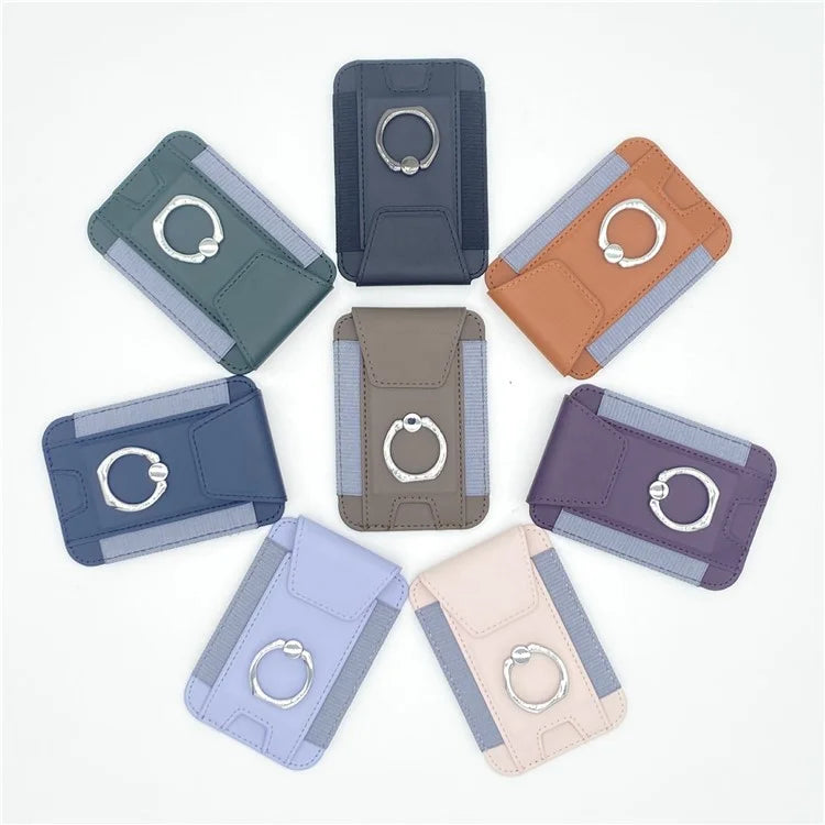 TASX MagSafe Card Holder – PU Leather Sleeve with Ring Grip & Kickstand