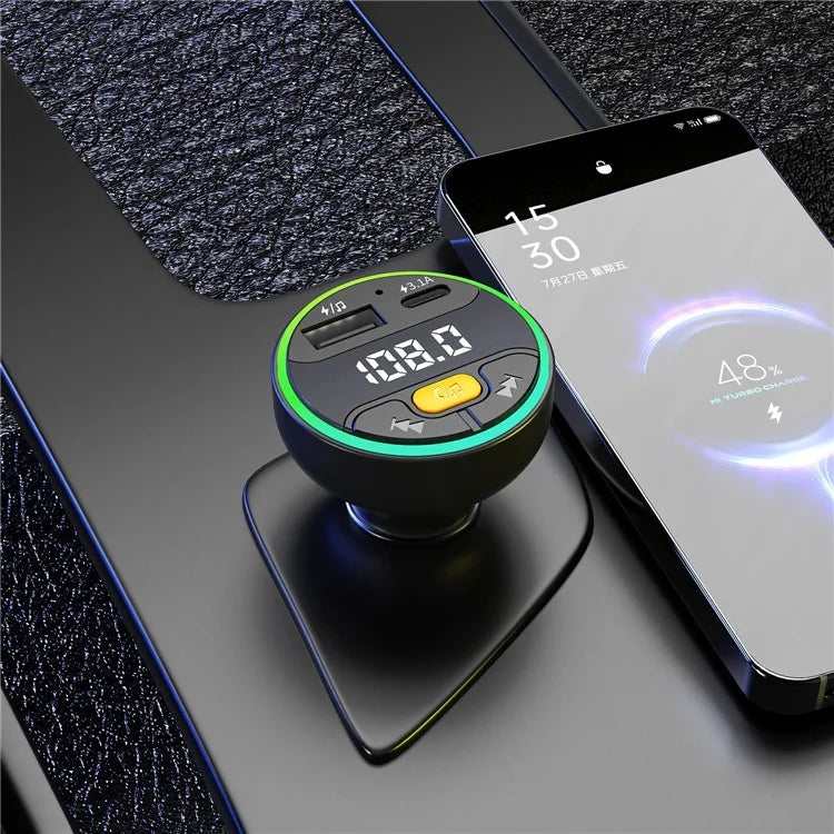 TASX C9 Multifunctional Bluetooth Car MP3 Player with USB Type-C Charger and Digital Display FM Transmitter