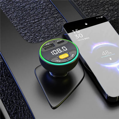 TASX C9 Multifunctional Bluetooth Car MP3 Player with USB Type-C Charger and Digital Display FM Transmitter