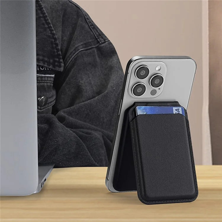 TASX Bi-Fold PU Leather MagSafe Card Holder – Foldable Kickstand Function