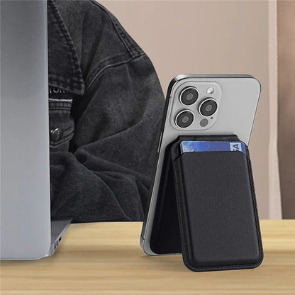 TASX Bi-Fold PU Leather MagSafe Card Holder – Foldable Kickstand Function