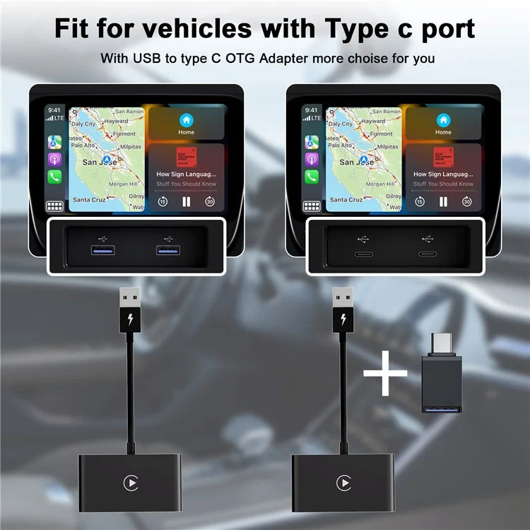 TASX THT-020-2 iP Wireless CarPlay Converter Dongle for Wired CarPlay, Plug & Play