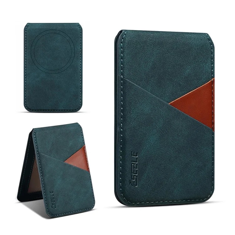 ESEBLE MagSafe-Compatible RFID Blocking Card Holder – Leather Phone Wallet with Kickstand