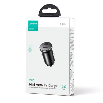 JOYROOM CCN06 Mini 30W Dual Type-C Aluminum Alloy Car Charger PD Fast Charging Adapter