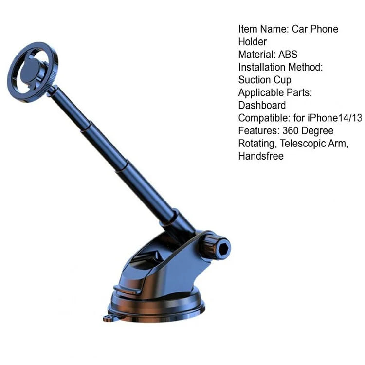 TASX Q33 Dashboard & Windscreen Mount – Suction Cup Telescopic MagSafe Holder