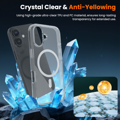 REDEFINE Ice-Transparent Magnetic Anti-Fall Case for iPhone 17 | MagSafe Clear Cover 6.6ft Protection